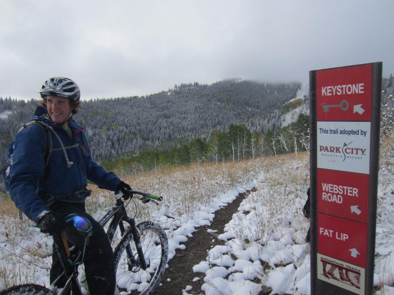 riding a bike in the snow