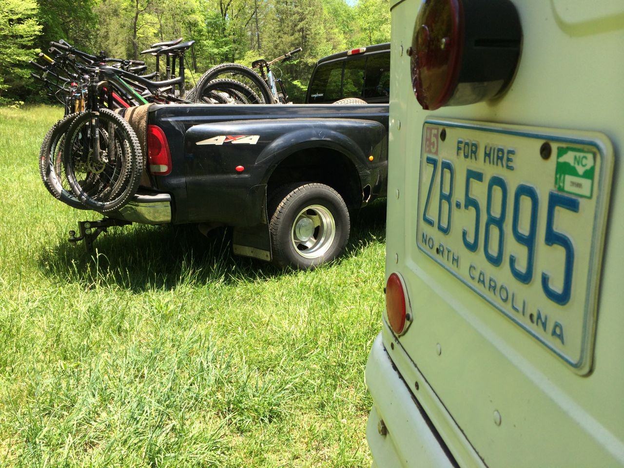 transporting bicycle in pickup truck